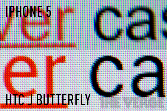 HTC J Butterfly vs. iPhone 5 display
