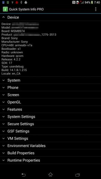 Sony Xperia ZU screenshot