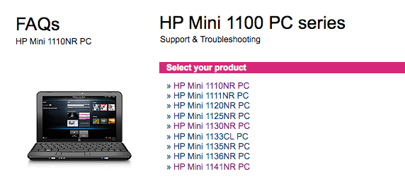 , HP Mini 1100 series, Τα νέα netbook της HP