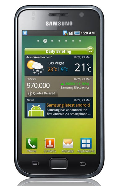 , Samsung Galaxy S i9000, Android με επεξεργαστή 1GHz και 4άρα Super AMOLED