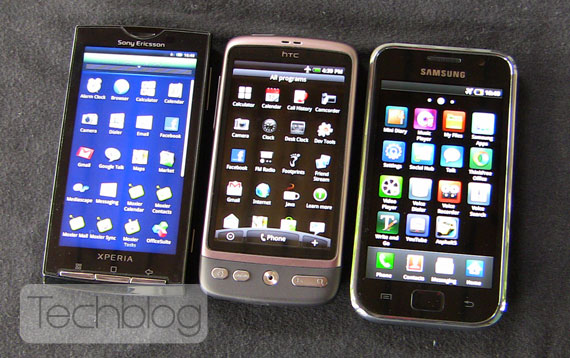 , Samsung Galaxy S vs HTC Desire vs Sony Ericsson XPERIA X10, Super AMOLED vs AMOLED vs LCD