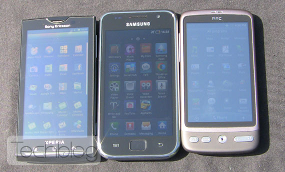 , Samsung Galaxy S vs HTC Desire vs Sony Ericsson XPERIA X10, Super AMOLED vs AMOLED vs LCD