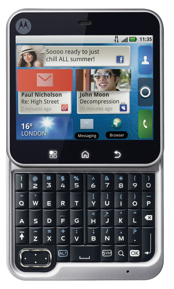 , Motorola FLIPOUT, Τετράγωνο με οθόνη multi-touch και Android 2.1