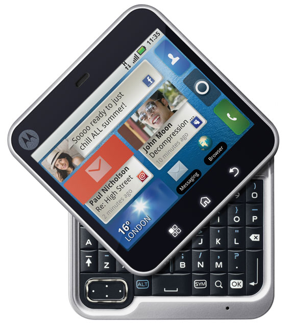 , Motorola FLIPOUT, Τετράγωνο με οθόνη multi-touch και Android 2.1