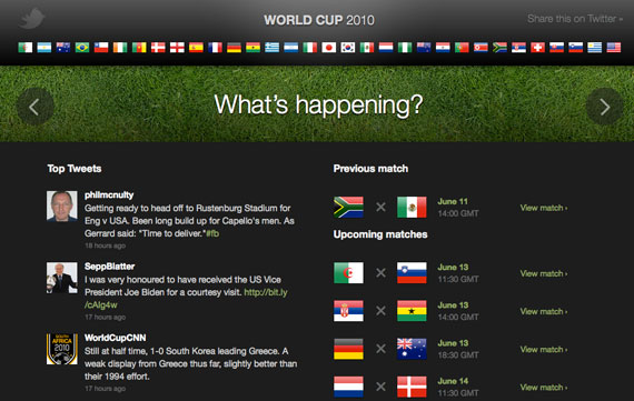 , Twitter World Cup 2010, Κάνε εξέδρα με 140 χαρακτήρες