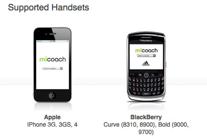 , Adidas miCoach app, Για iPhone και BlackBerry