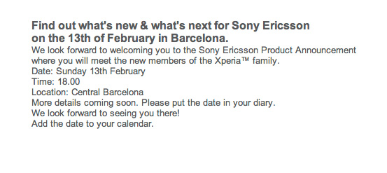 , Sony Ericsson XPERIA family, Smartphones 2011