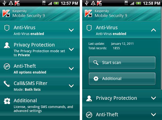 , Kaspersky Mobile Security 9, Διαθέσιμο στο Android Market