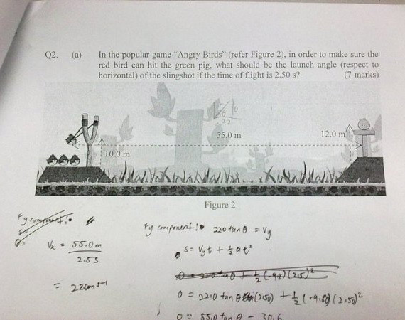 , Έβαλαν διαγώνισμα Φυσικής με παράδειγμα το Angry Birds