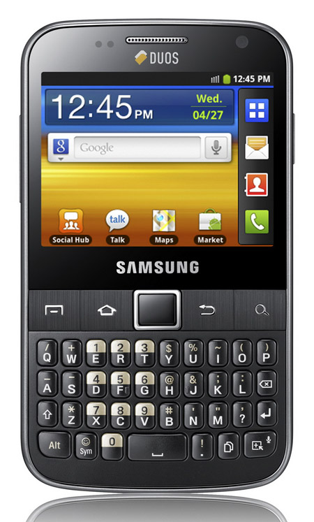 , Samsung Galaxy Y Pro DUOS, Με QWERTY πληκτρολόγιο και δύο κάρτες SIM