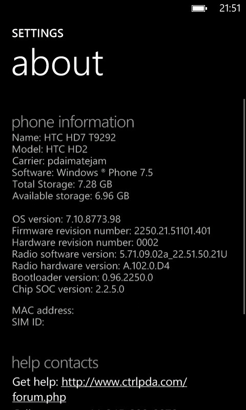 , Windows Phone Tango για το HTC HD2