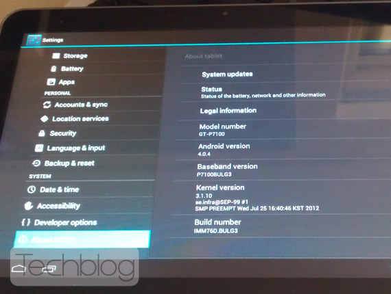 , Samsung Galaxy Tab 10.1v, Αναβαθμίστηκε σε Android 4.0.4 Ice Cream Sandwich