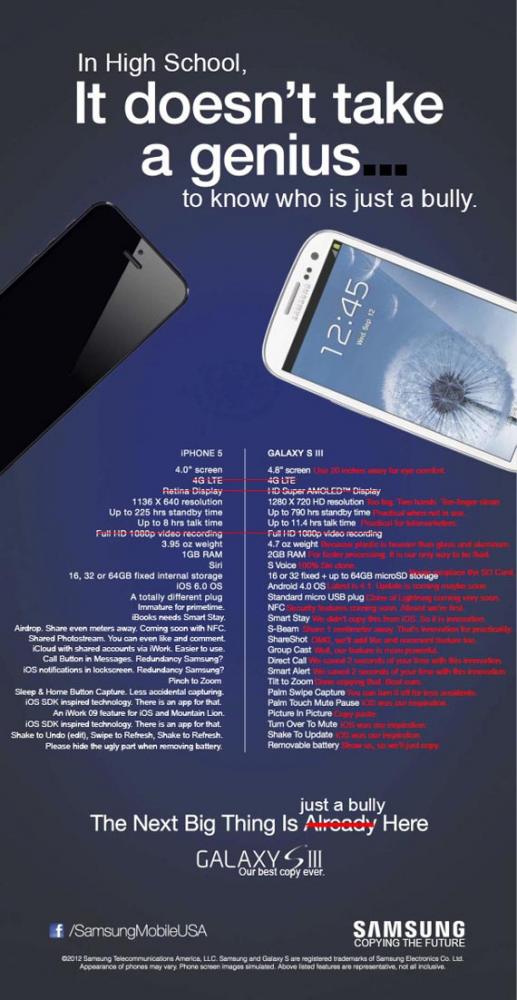 , Samsung Galaxy S III vs iPhone 5, Ο πόλεμος των διαφημίσεων μαίνεται