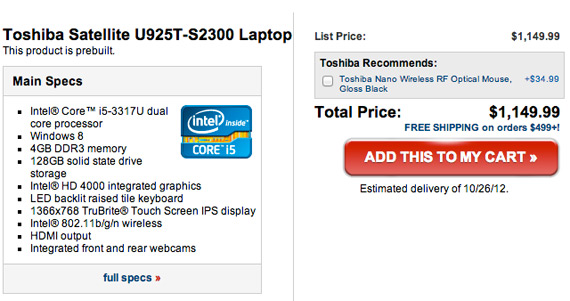 , Toshiba Satellite U925t, Υβριδικό Windows 8 Ultrabook με τιμή 1.150$