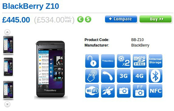 BlackBerry Z10 τιμή, BlackBerry Z10, Ξεκλείδωτο με τιμή 620 ευρώ