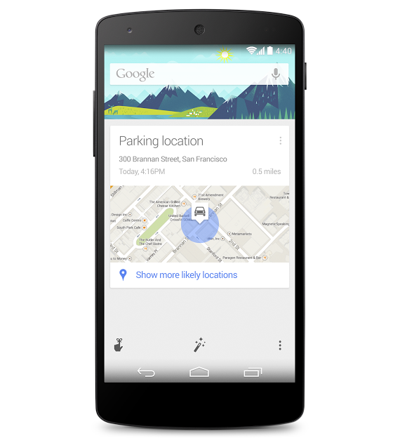 Google Now, Google Now, Τώρα με λειτουργία υπενθύμισης parking