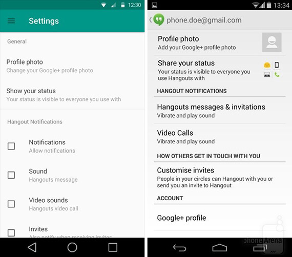 , Android L vs Android KitKat, Φωτογραφική σύγκριση των σημαντικότερων αλλαγών του UI