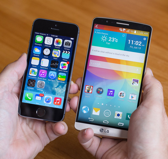LG G3 iPhone 5s, Το LG G3 πλάι στο iPhone 5s