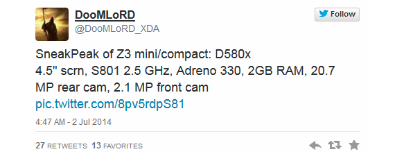 , Sony Xperia Z3 Compact, με 4.5&#8243; οθόνη, Snapdragon 801 και 20.7MP κάμερα;