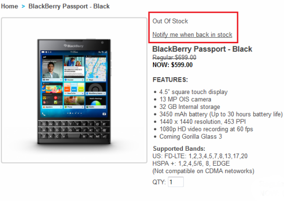 blackberry passport sold out, BlackBerry Passport, έγινε ξανά sold out