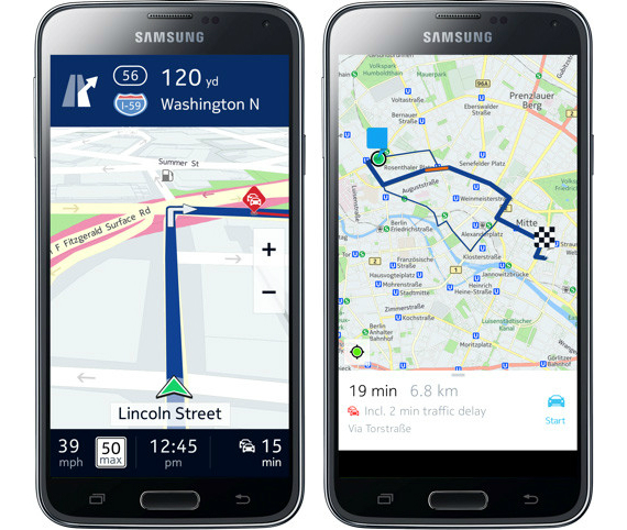 nokia here maps, Nokia HERE maps beta, διαθέσιμο για Samsung Galaxy συσκευές