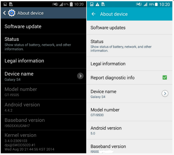 samsung galaxy s4 lollipop, Samsung Galaxy S4, Android 5.0 Lollipop vs Android 4.4.2 [video]