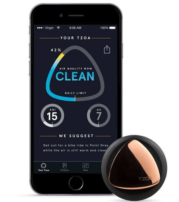 tzoa enviro tracker wearable, TZOA, το wearable που σου λέει που θα βρεις καθαρό αέρα