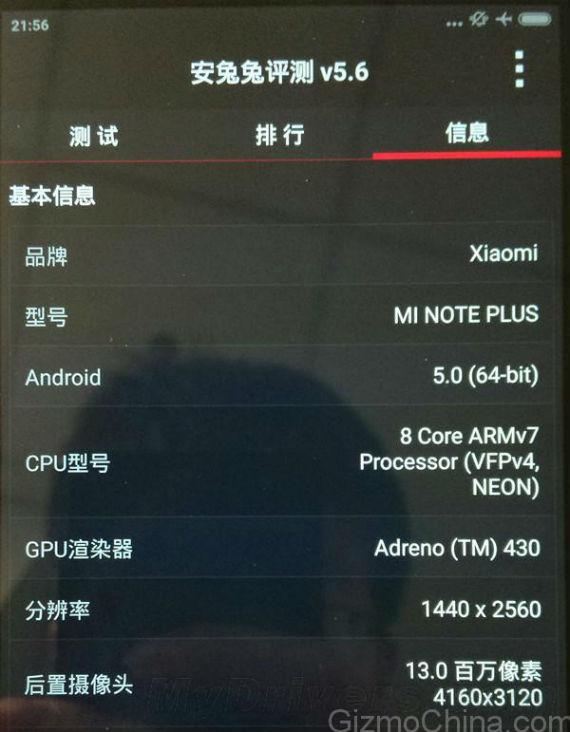 xiaomi mi note plus, Xiaomi Mi Note Plus, εμφανίζεται στο Antutu