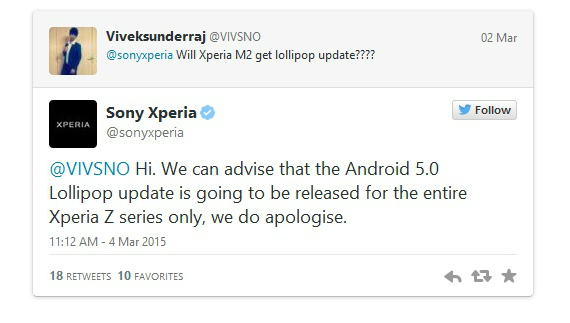 sony lollipop, Sony: Δεν θα δώσει Lollipop σε smartphones εκτός της σειράς Ζ