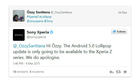 sony lollipop, Sony: Δεν θα δώσει Lollipop σε smartphones εκτός της σειράς Ζ