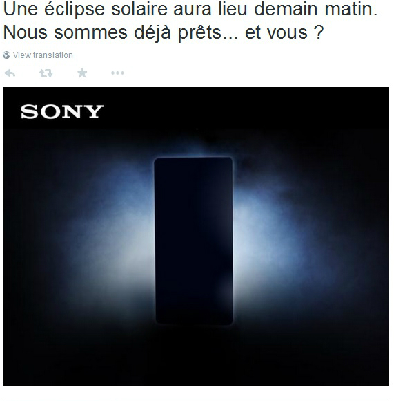 sony teaser, Sony Γαλλίας: Τeaser με την έκλειψη ηλίου και ανακοίνωση νέου κινητού
