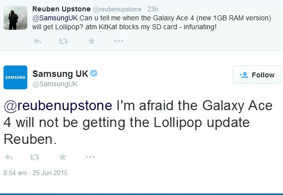 Samsung Galaxy Ace 4: Δεν θα αναβαθμιστεί σε Lollipop, Samsung Galaxy Ace 4: Δεν θα αναβαθμιστεί σε Lollipop
