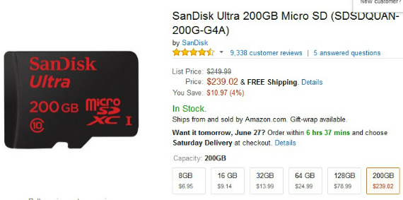 SanDisk 200GB microSD: Διαθέσιμη στα 239 δολάρια, SanDisk 200GB microSD: Διαθέσιμη στα 239 δολάρια