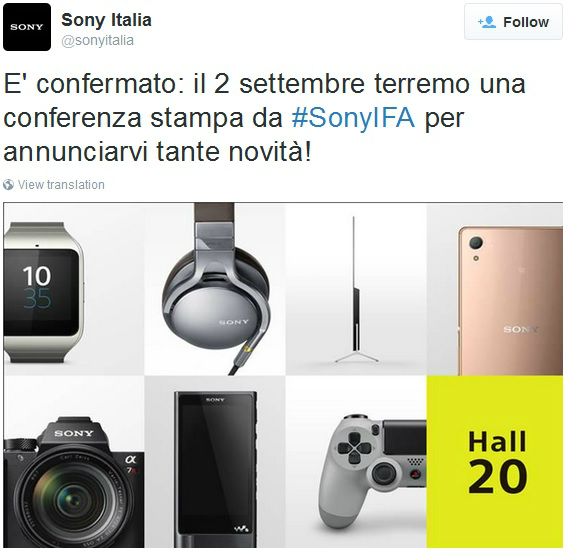 Sony: 2 Σεπτεμβρίου το event στην IFA με smartphone και άλλα, Sony: 2 Σεπτεμβρίου το event στην IFA με smartphone και άλλα