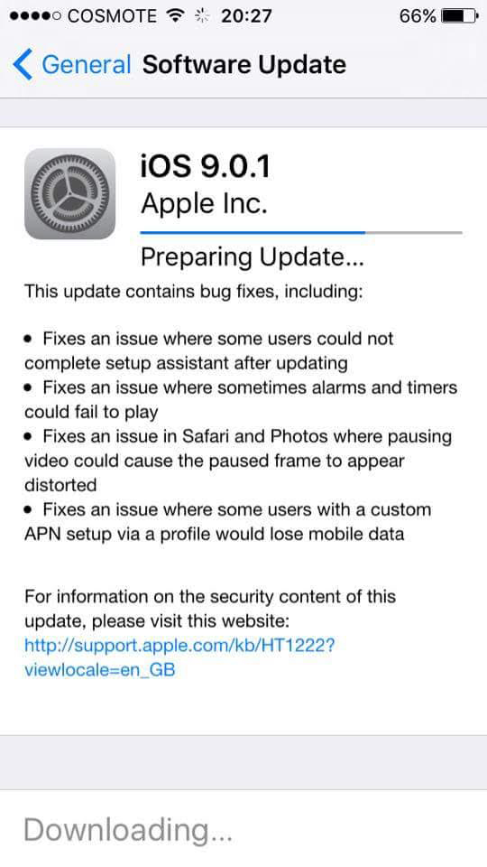 Apple, iOS, update, iPhone, iPad, iPod Touch, iOS 9.0.1: Διαθέσιμη η αναβάθμιση