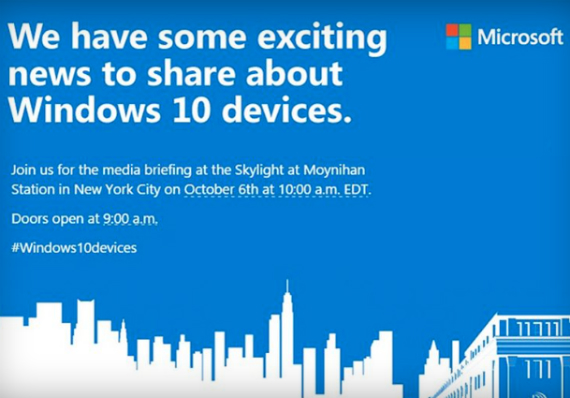 Microsoft: Press event 6 Οκτωβρίου με Windows 10 συσκευές, Microsoft: Press event  6 Οκτωβρίου με Windows 10 συσκευές