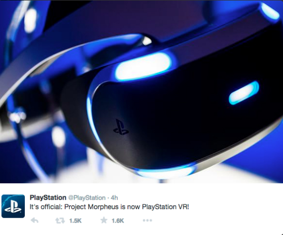 Sony: Το Project Morpheus έγινε PlayStation VR, Sony: Το Project Morpheus έγινε PlayStation VR