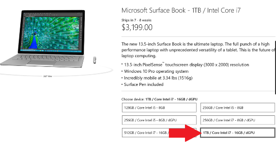 Microsoft Surface Book: Με τιμή 3199 δολ. το μοντέλο με 1TB, Microsoft Surface Book: Με τιμή 3199 δολ. το μοντέλο με 1TB