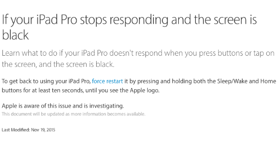 ipad pro not responding, iPad Pro: H Apple δηλώνει ενήμερη για τα προβλήματα