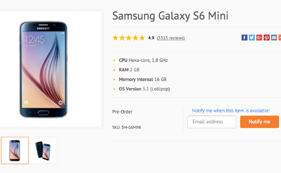 samsung galaxy s6 mini, Samsung Galaxy S6 Mini: Σε online κατάστημα με οθόνη 4.6&#8243;, εξαπύρηνο επεξεργαστή