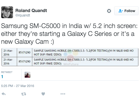 samsung galaxy c, Samsung Galaxy C: Έρχεται νέα σειρά με πρώτο το 5.2&#8243; SM-C5000
