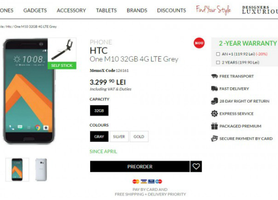htc 10 price, HTC 10: Διαθέσιμο για προ-παραγγελίες με τιμή 740 ευρώ [Ρουμανία]