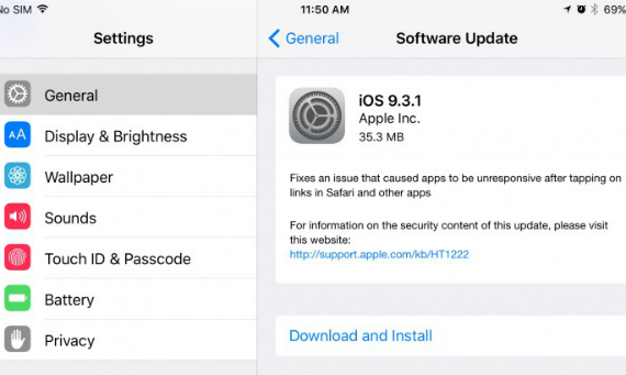 ios 9.3.1, iOS 9.3.1: Διαθέσιμο το update που διορθώνει το web link bug
