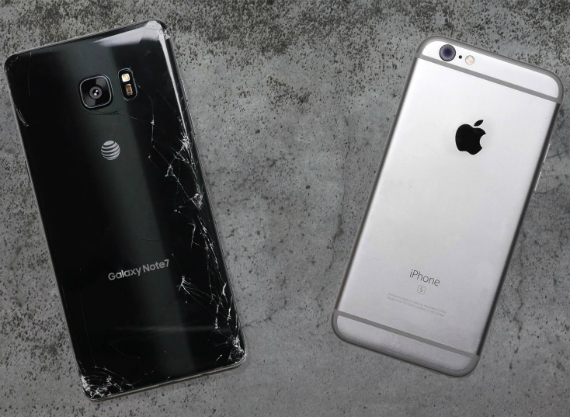 galaxy note 7 iphone 6s drop test, Samsung Galaxy Note 7 vs iPhone 6s: Drop test video