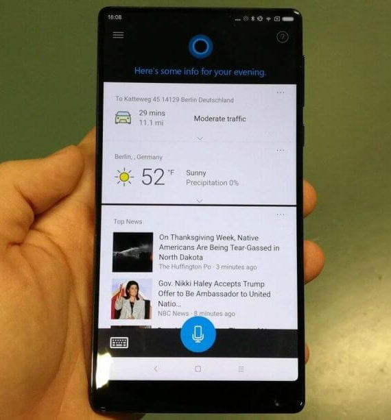 Xiaomi Mi MIX, Xiaomi Mi MIX: Διατίθεται με προ-εγκατεστημένη την Cortana