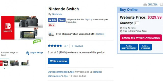 nintendo switch price, Nintendo Switch: Εμφανίζεται με τιμή στα 329 δολάρια στον Καναδά