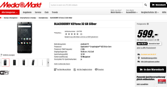 BlackBerry keyone price, BlackBerry Keyone: Ξεκίνησαν οι παραγγελίες με τιμή 599 ευρώ [Γερμανία]