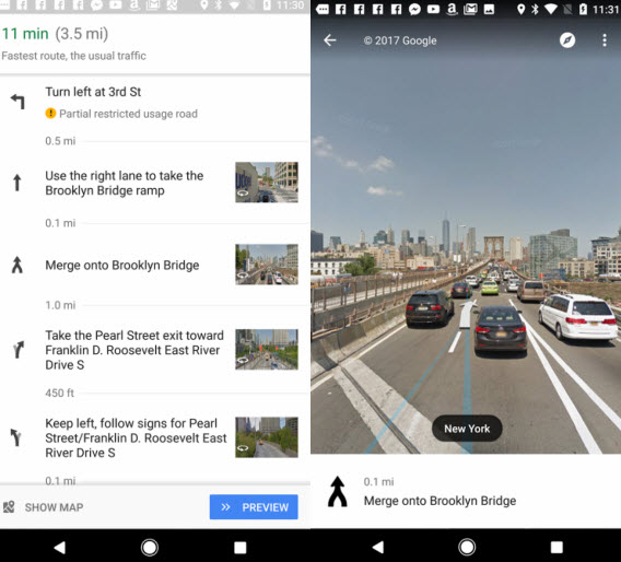 Street View, Google Maps: εικόνες του Street View στην καθοδήγηση turn-by-turn