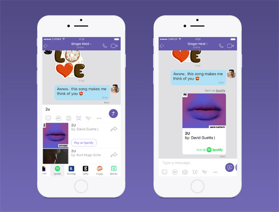 Viber Chat Extensions, Viber Chat Extensions για ανταλλαγή περιεχομένου μέσα στην εφαρμογή