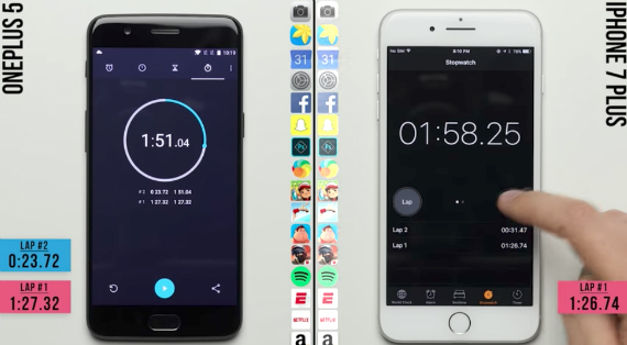 oneplus 5 iphone 7 plus speed test, Tο OnePlus 5 κοντράρεται με iPhone 7 Plus σε speed test [video]
